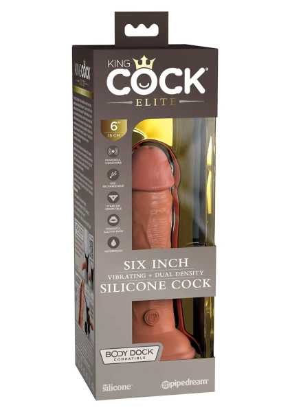 King Cock Elite 6 Inch Dual Density Vibrating Cock Flesh Brown — image 22 of 22