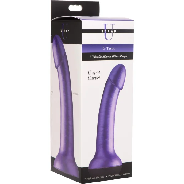 Strap U G-Tastic Silicone 7" G-Spot Dildo With Suction Cup Base - Metallic Purple