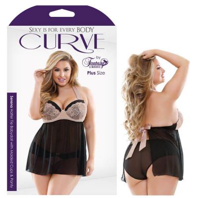 Curve Serena Halter Tie Babydoll with Molded Cups Panty