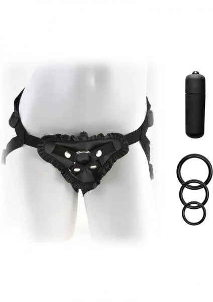 Fetish Fantasy Leather Lovers Vibrating Harness Adjustable Black — image 5 of 8