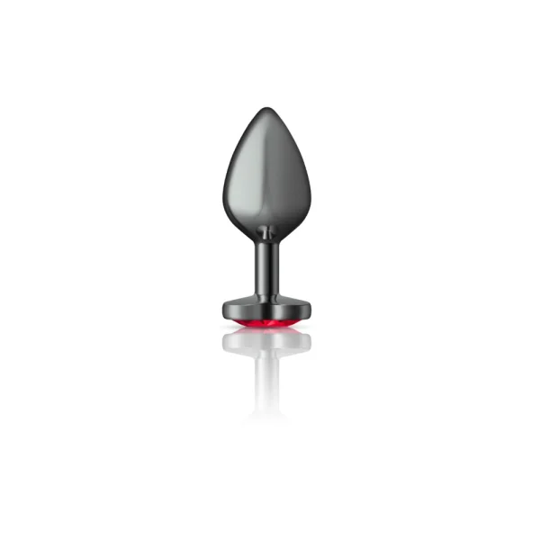 Cheeky Charms Gunmetal Grey Butt Plug with Red Heart Gem — image 4 of 9
