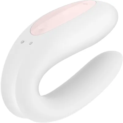 Satisfyer Double Joy Wearable Silicone Dual Stimulation App Enabled Couples Vibrator White