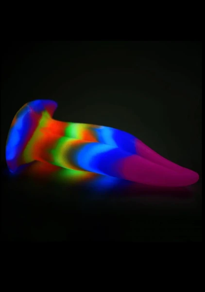 Unicorn Tongue Rainbow Glow In The Dark 7.4" Silicone Suction Cup Dildo By Creature Cocks