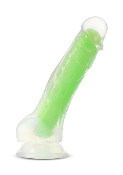 Neo Elite Glow In The Dark 7.5" Dual Density Realistic Silicone Dildo With Balls by Blush - Neon Green