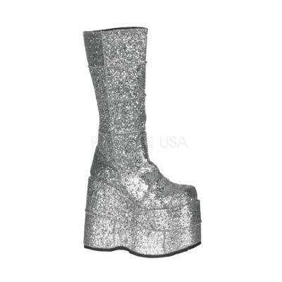 STACK 301G 7 P F Goth Cyber GoGo Punk Patched Silver Glitter Knee BT