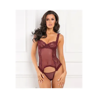 Rene Rofe Grand Finale 2 Piece Ruffle Teddy Burgundy S M