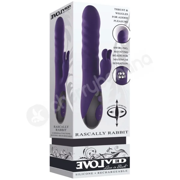 Evolved Rascally Rabbit Swirling & Rotating Beaded Thrusting Vibrator