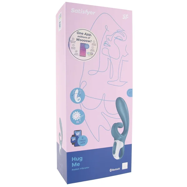 Satisfyer Hug Me Silicone Rechargeable Flexible App Enabled Dual Stimulation Vibrator - Steel Blue
