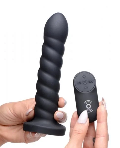 Supple Swirl 21X Remote Control Silicone Dildo Black