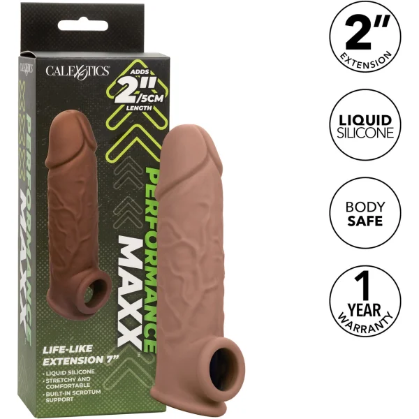 Performance Maxx Life-Like 7" Penis Extension By CalExotics - Chocolate