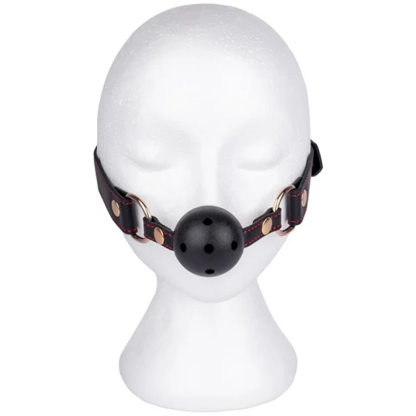 Bondara Black Contrast Stitch Faux Leather Vented Ball Gag — image 4 of 4