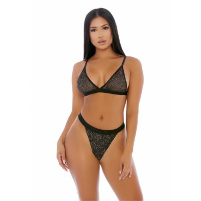 Diamonds Dancing Rhinestone Lingerie Set Black Sexy Lingerie
