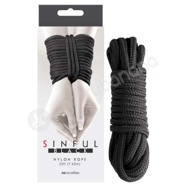Sinful Black Nylon Rope 7.6m