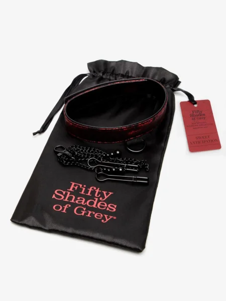 Fifty Shades of Grey Sweet Anticipation Reversible Faux Leather Collar Nipple Cl