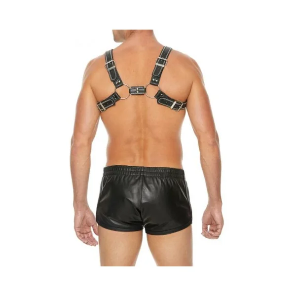 Premium Leather O-ring Zipper Series Bulldog Harness S/m Black — image 7 of 8