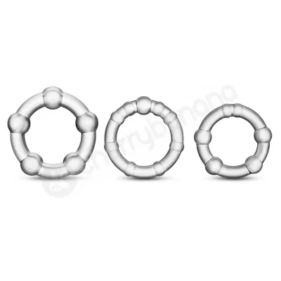 Stay Hard Clear Beaded Cockrings 3 Pack