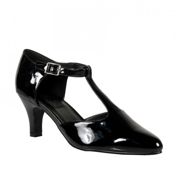 DIVINE-415W - 3" Block Heel D'orsay Style T-Strap Pump