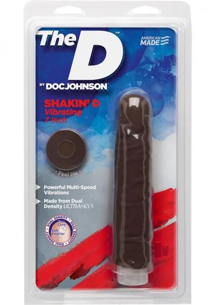 The D Shakin D 7 inch Vibrating Dildo Chocolate Brown