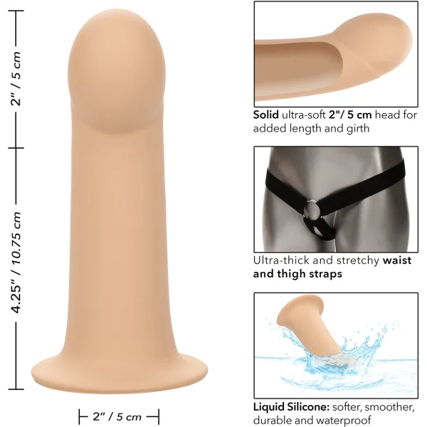 Performance Maxx Silicone 6.25" Hollow Penis Extension With Harness By CalExotics - Vanilla