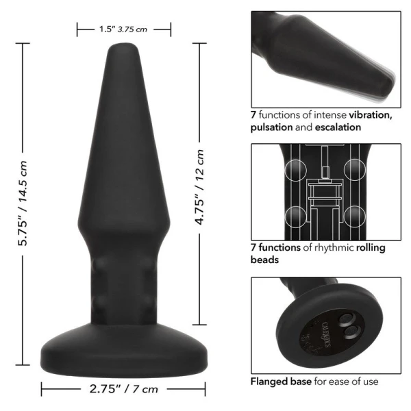 Bionic Beaded Rimming Probe Rechargeable Silicone Anal Stimulator By CalExotics - Black