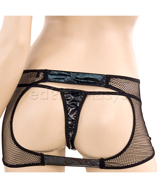 Fishnet bra and skirt with thong