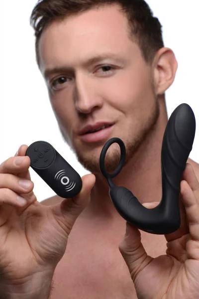 Silicone Prostate Vibrator and Strap with Remote Control