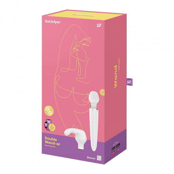 Satisfyer Double Wand-er Wand Vibrator - With 2 Attachment Heads & App Control!