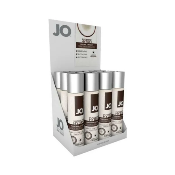 JO Silicone Free Hybrid Water Coconut Lubricant 12 Count Display