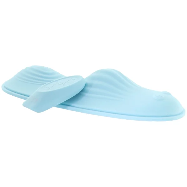 Inmi Wave Slider 28X Vibrating Silicone Waterproof Rechargeable Grinder With Remote - Blue