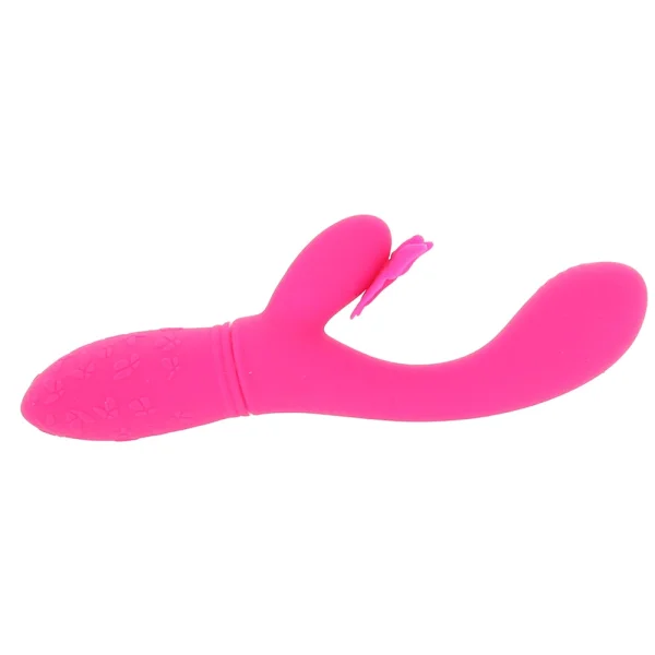 Rechargeable Butterfly Kiss Silicone Flutter Dual Stimulation Vibrator By CalExotics - Pink