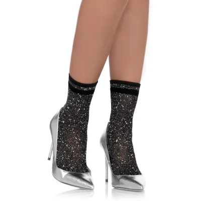 Lurex Anklets Black Silver