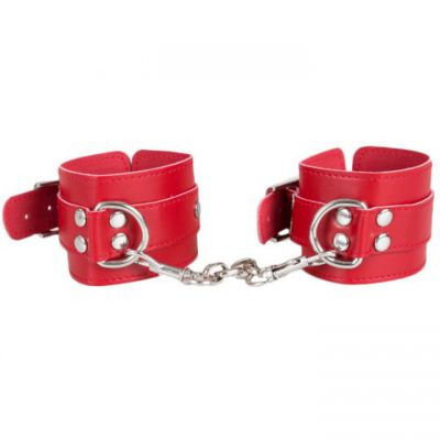 Bondara Red Faux Leather Basic Wrist Cuffs