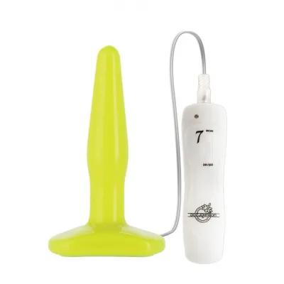 Glo Butt Plug Slim Vibrating Yellow 4 inches