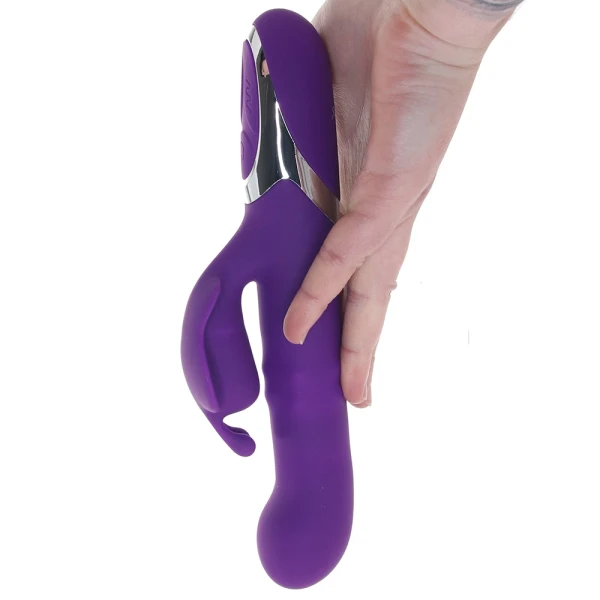 Enchanted Flutter Rechargeable Dual Stimulation Silicone Vibrator With Thrusting Tip & Rotating Beads By CalExotics