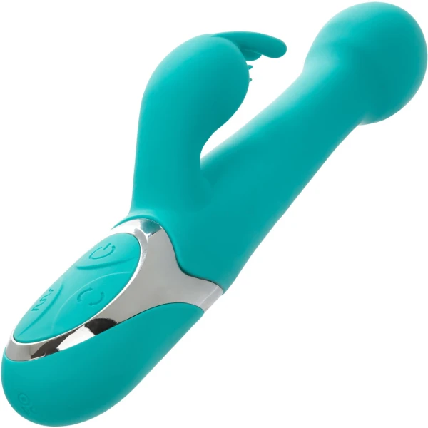 Enchanted Oscillate Rechargeable Silicone Dual Stimulation Vibrator With Thrusting, Rotating Beaded Head By CalExotics