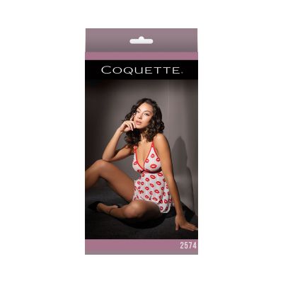 Babydoll And Thong White red Os