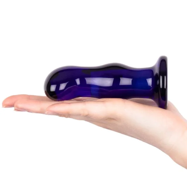 Glacier Glass Midnight Blue 10 Function Vibrating Butt Plug - 4.5 Inch