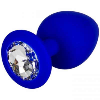 Bejewelled Blue Silicone Jewelled Butt Plug 2 5 3 or 3 5 Inch