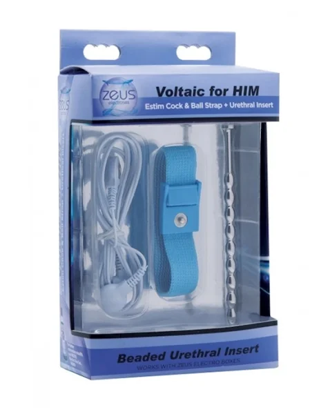 Estim Cock And Ball Strap And Urethral Insert - Silver