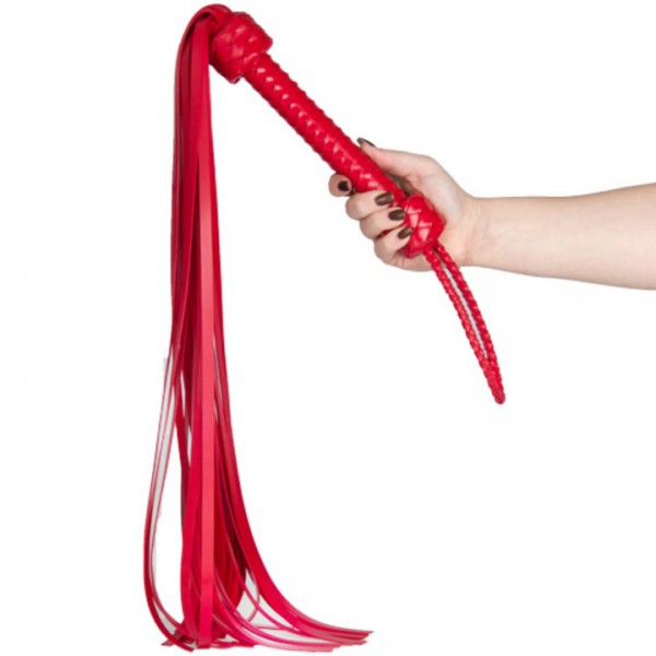 Bondara Luxe Red Silicone Braided Flogger - 30 Inch