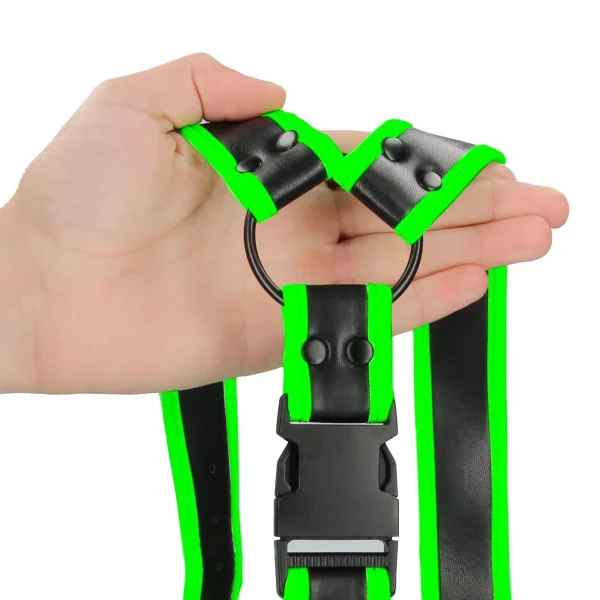 Bonded Leather Buckle Harness - Large-xlarge -  Glow in the Dark