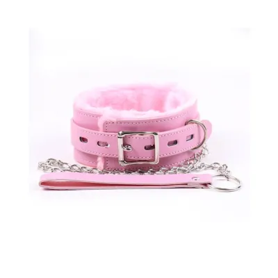 Premium Collar With Leash Pink