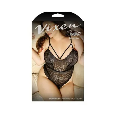 Vixen Wanderlust Crotchless Lace Teddy Black L xl