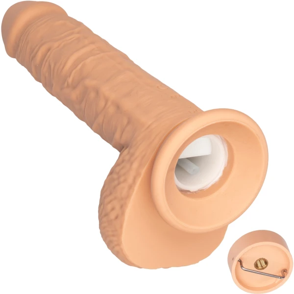 Squirting Fuck Stick 9" Vibrating Realistic Silicone Suction Cup Dildo By CalExotics - Vanilla