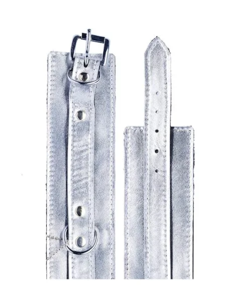 Bound X Silver Metallic Leather Wrist Cuffs