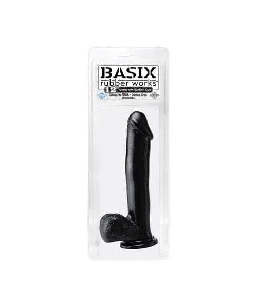 Basix Rubber Works 12 Inch Suction Cup Dong - Black