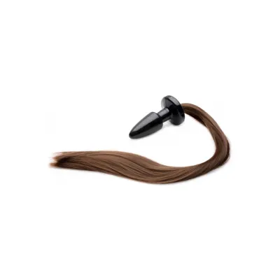 Brunette Pony Tail Anal Plug Brown 22 5 Inch