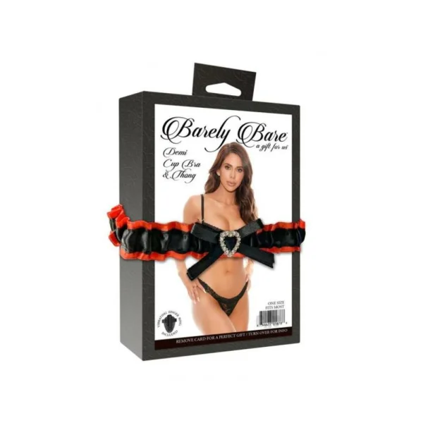 Barely Bare Demi Cup Bra & Thong Black O/s