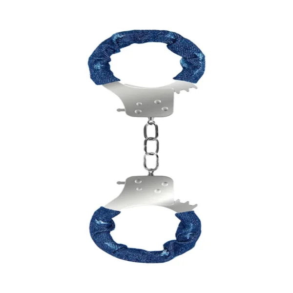 Ouch! Denim Metal Handcuffs - Roughened Denim Style - Blue