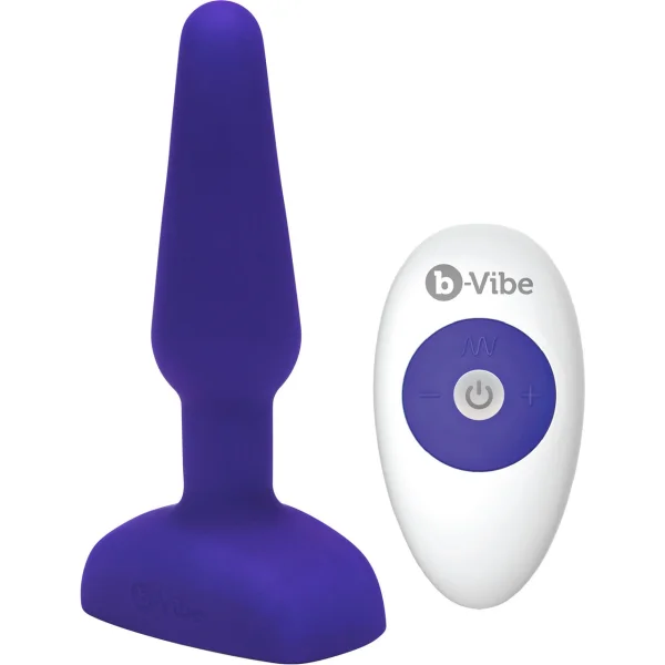 b-Vibe Trio Plug Waterproof Remote Control Vibrating Anal Toy - Purple